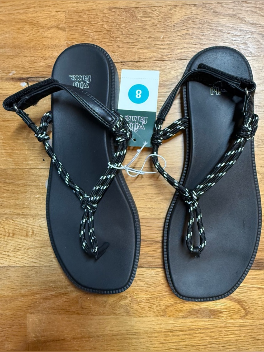Wild Fable Black Braided Rope T-Strap Sandals